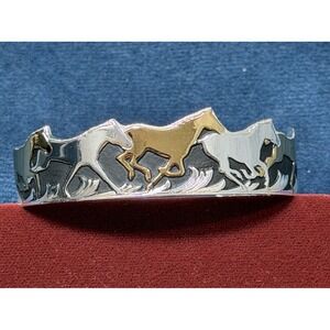 Montana Silversmiths Cuff Bracelet Horses Of A Different Color Silver Gold Tone